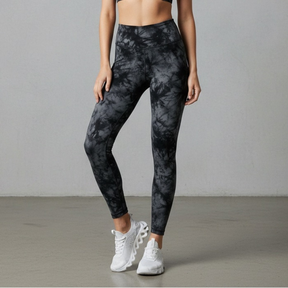 Wild Fable High Waist Black Gray Tie Dye High Waist Cotton Blend Legging Large